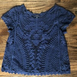 Express Navy Lace Top!